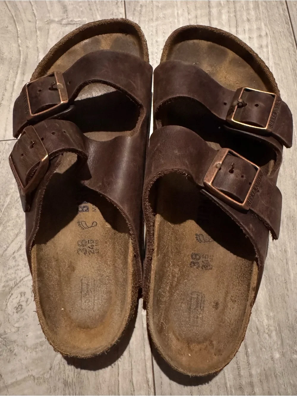 Birkenstock Men's Dark Brown Double-Buckle Slide Sandals